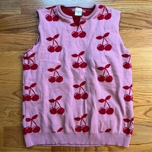 Skinny Dip cherry print cutoff sleeveless sweater size large
